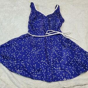 Vintage Rose Marie Reid Blue White Tie Skirt Swim Swimwear One Piece Swimsuit 14